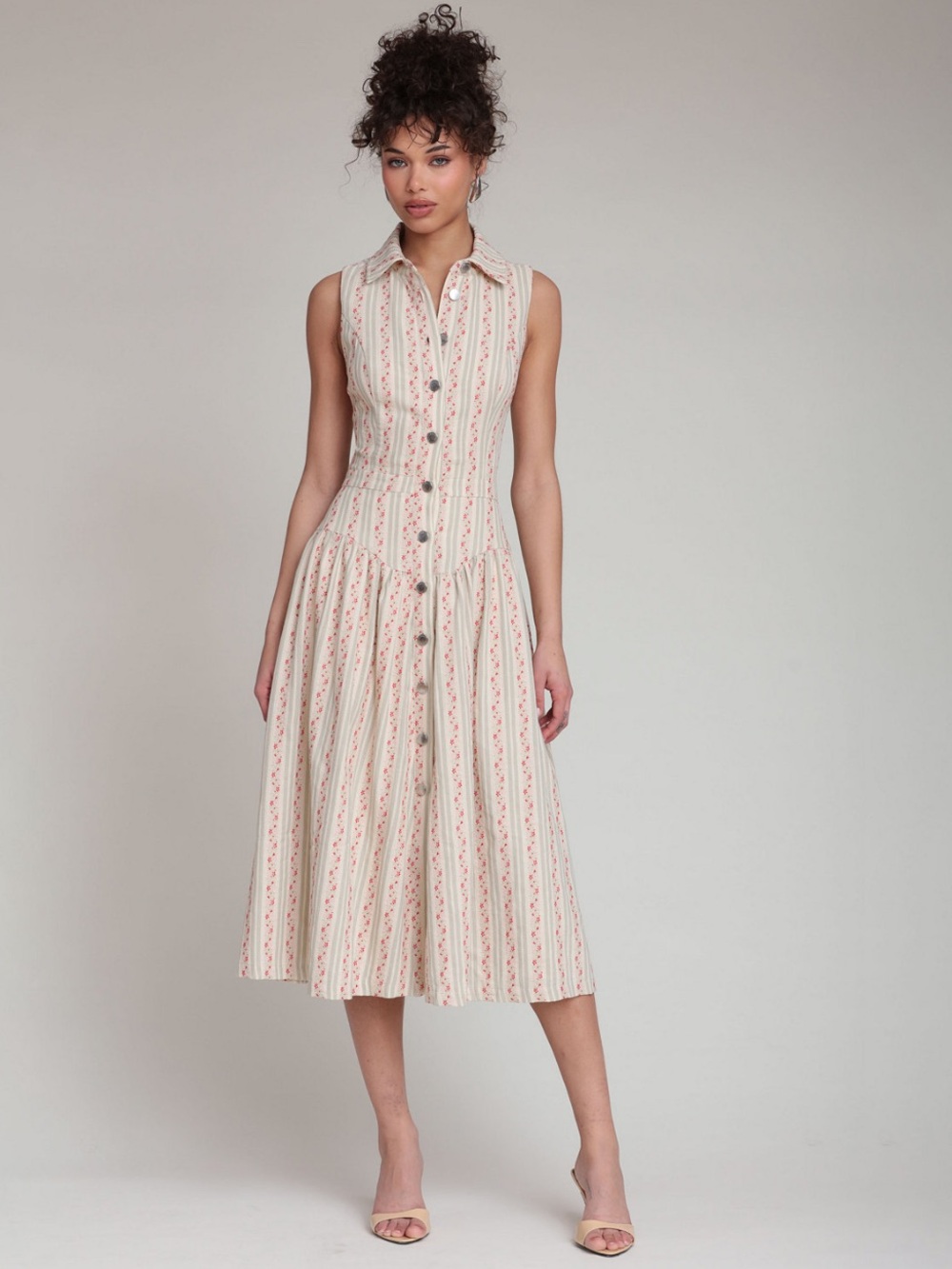 Avec Les Filles Women’s Spread Collar Midi Dress